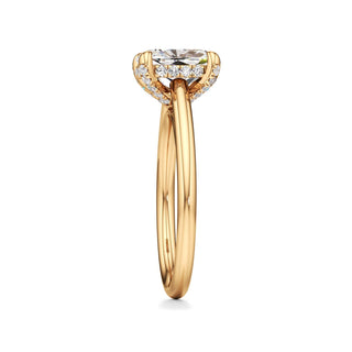 Cathedral Plain Diamond Basket Pear Engagement Ring