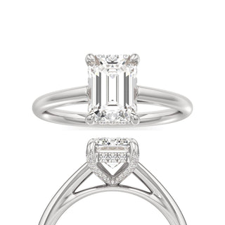 Cathedral Plain Diamond Basket Pear Engagement Ring