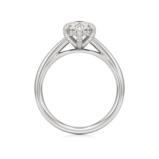Cathedral Plain Diamond Basket Pear Engagement Ring