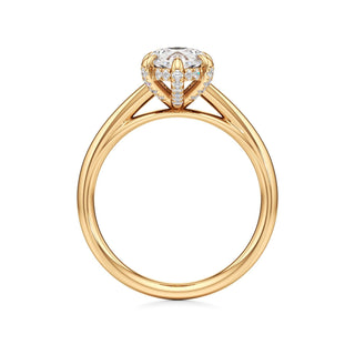 Cathedral Plain Diamond Basket Pear Engagement Ring