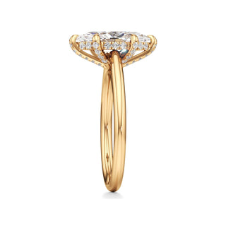 Cathedral Plain Diamond Basket Pear Engagement Ring