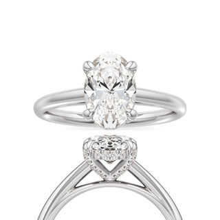 Cathedral Plain Diamond Basket Pear Engagement Ring
