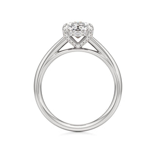 Cathedral Plain Diamond Basket Pear Engagement Ring