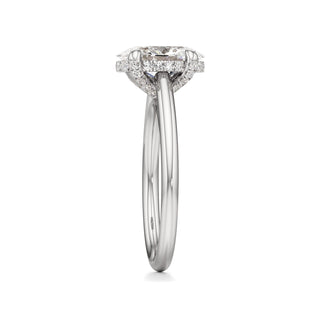 Cathedral Plain Diamond Basket Pear Engagement Ring