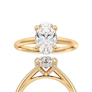 Cathedral Plain Diamond Basket Pear Engagement Ring