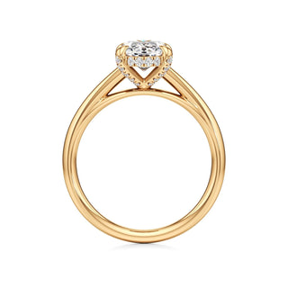 Cathedral Plain Diamond Basket Pear Engagement Ring