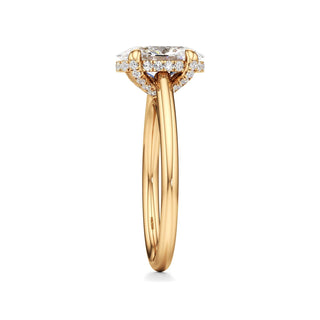 Cathedral Plain Diamond Basket Pear Engagement Ring