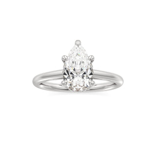 Cathedral Plain Diamond Basket Pear Engagement Ring