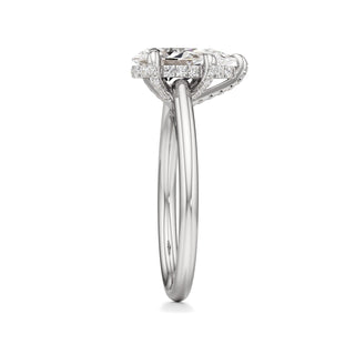 Cathedral Plain Diamond Basket Pear Engagement Ring