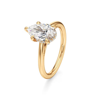 Cathedral Plain Diamond Basket Pear Engagement Ring