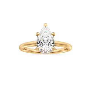 Cathedral Plain Diamond Basket Pear Engagement Ring