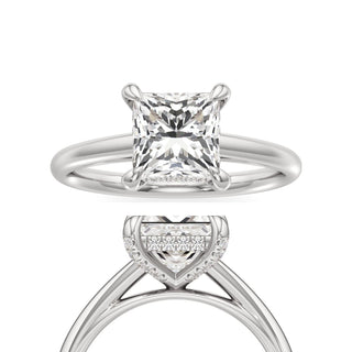 Cathedral Plain Diamond Basket Pear Engagement Ring