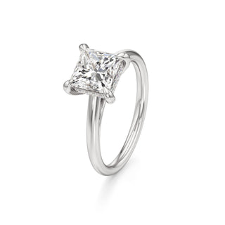 Cathedral Plain Diamond Basket Pear Engagement Ring