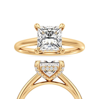 Cathedral Plain Diamond Basket Pear Engagement Ring