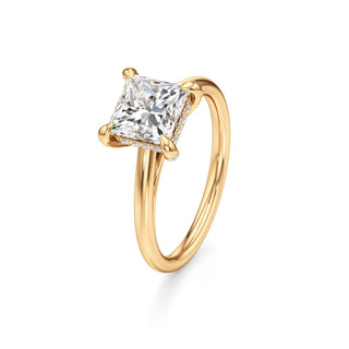 Cathedral Plain Diamond Basket Pear Engagement Ring