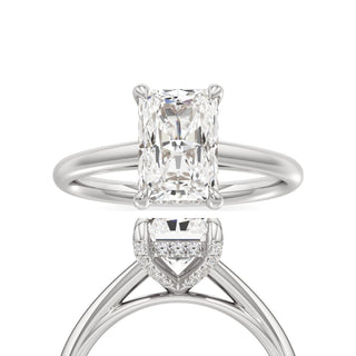 Cathedral Plain Diamond Basket Pear Engagement Ring