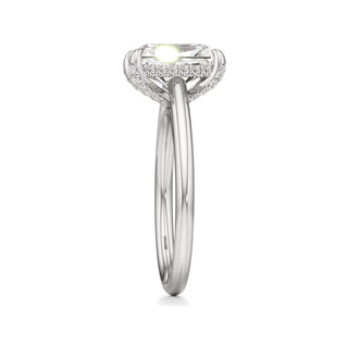 Cathedral Plain Diamond Basket Pear Engagement Ring
