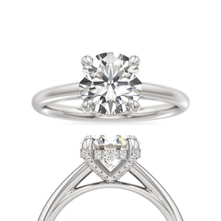 Cathedral Plain Diamond Basket Pear Engagement Ring