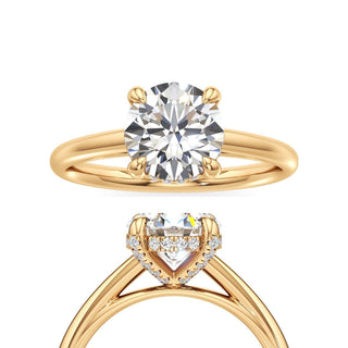 Cathedral Plain Diamond Basket Pear Engagement Ring