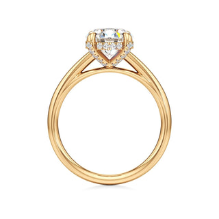 Cathedral Plain Diamond Basket Pear Engagement Ring