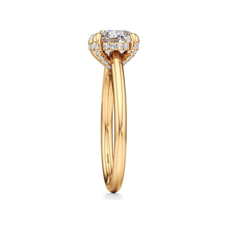 Cathedral Plain Diamond Basket Pear Engagement Ring