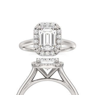 Cathedral Plain Halo Round Engagement Ring