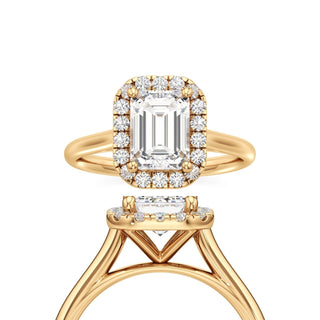 Cathedral Plain Halo Round Engagement Ring