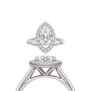Cathedral Plain Halo Round Engagement Ring