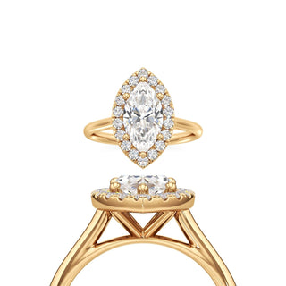 Cathedral Plain Halo Round Engagement Ring