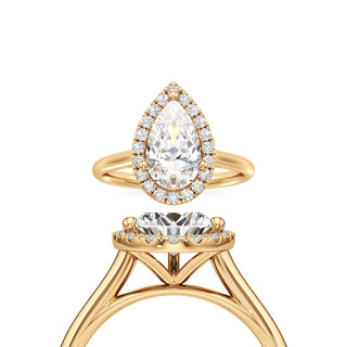 Cathedral Plain Halo Round Engagement Ring