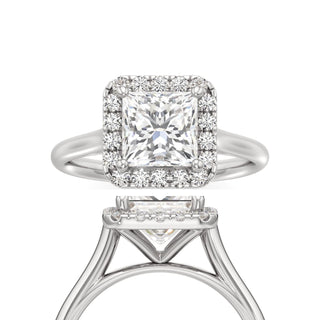 Cathedral Plain Halo Round Engagement Ring