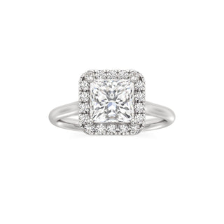 Cathedral Plain Halo Round Engagement Ring