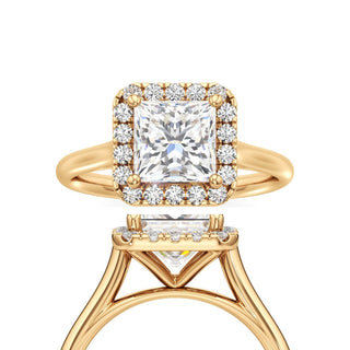 Cathedral Plain Halo Round Engagement Ring