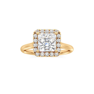 Cathedral Plain Halo Round Engagement Ring