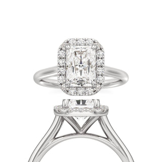 Cathedral Plain Halo Round Engagement Ring