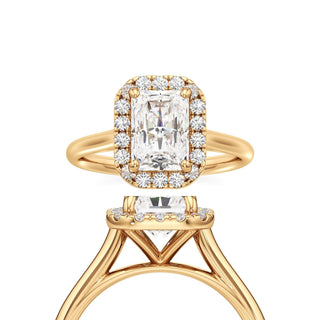 Cathedral Plain Halo Round Engagement Ring