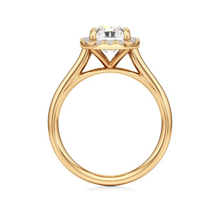 Cathedral Plain Halo Round Engagement Ring