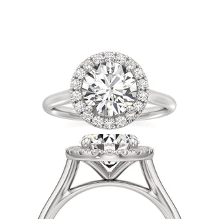 Cathedral Plain Halo Round Engagement Ring