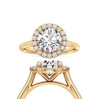 Cathedral Plain Halo Round Engagement Ring