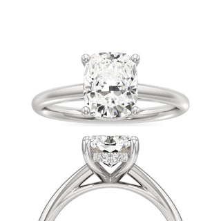 Cathedral Plain Hidden Halo Round Engagement Ring