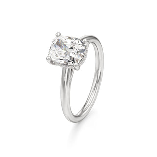 Cathedral Plain Hidden Halo Round Engagement Ring
