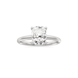 Cathedral Plain Hidden Halo Round Engagement Ring
