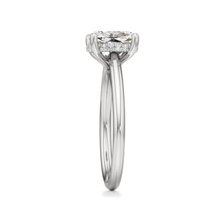 Cathedral Plain Hidden Halo Round Engagement Ring
