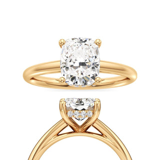Cathedral Plain Hidden Halo Round Engagement Ring