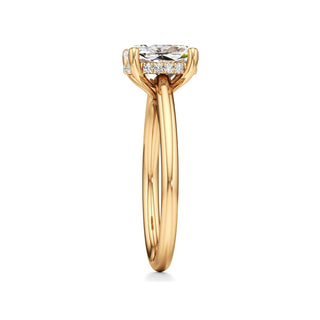 Cathedral Plain Hidden Halo Round Engagement Ring