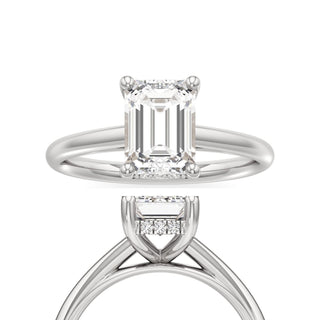 Cathedral Plain Hidden Halo Round Engagement Ring