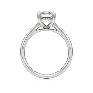 Cathedral Plain Hidden Halo Round Engagement Ring