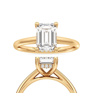 Cathedral Plain Hidden Halo Round Engagement Ring