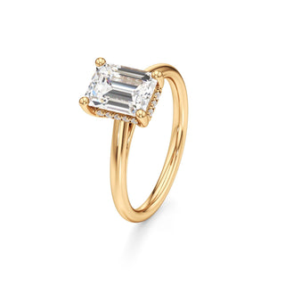 Cathedral Plain Hidden Halo Round Engagement Ring