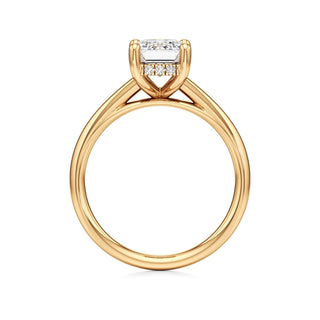 Cathedral Plain Hidden Halo Round Engagement Ring